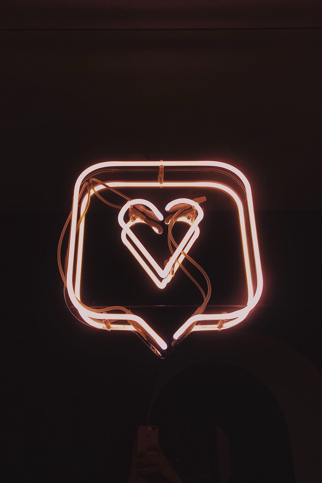 lighted square heart neon signage